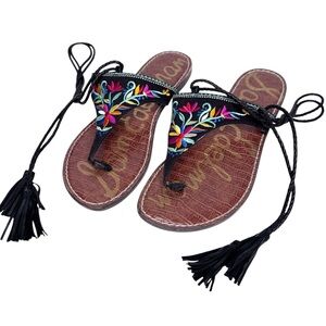 Sam Edelman Black Embroidered Gladiator Sandals Size 10